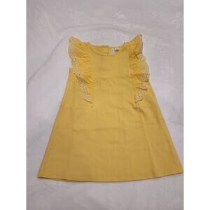 Janie & Jack Yellow Eyelet Jersey Knit Dress Sz 4